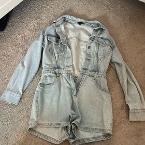 Long sleeve/shorts jean jumpsuit, size S, brand William B